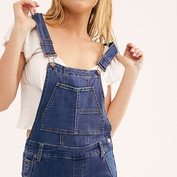 Free People Pants - FREE PEOPLE Carly Flare Overalls 28 Denim Jumpsuit